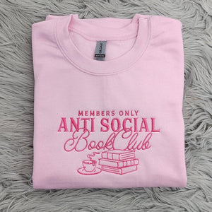 Anti Social Book Club Embroidered Crewneck, Book Club Shirt, Book Lover Crewneck, Bookish Crewneck, Book Club Sweatshirt - Hoodie il_794xN.6480842493_mrw4.jpg