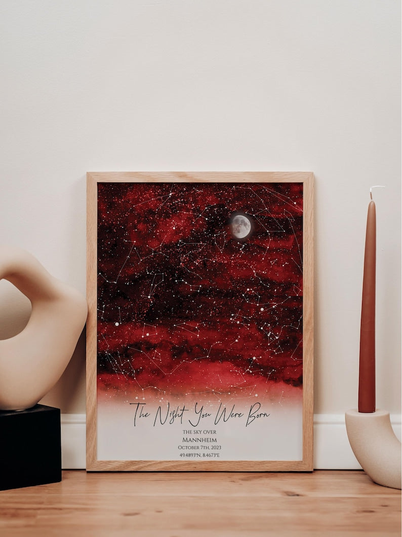 Custom Star Map, Night Sky Print, Sky Map, Wedding Gift, Constellation Map, First Anniversary Gift, Personalized Star Map, Print Only