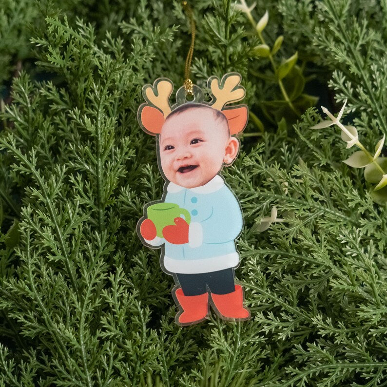 Personalized Baby Face Ornament, Christmas Decor, Ornament For Baby, Baby's Christmas, Baby First Gift, Photo Ornament, Face Ornament