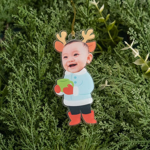 Personalized Baby Face Ornament, Christmas Decor, Ornament For Baby, Baby's Christmas, Baby First Gift, Photo Ornament, Face Ornament