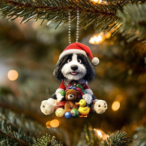 Cute Bernedoodle Ornament, Bernedoodle Dog Ornament, Cute Dog 2D Flat Ornament, Christmas Gifts, Dog Lover Gifts