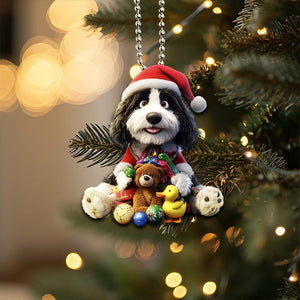Cute Bernedoodle Ornament, Bernedoodle Dog Ornament, Cute Dog 2D Flat Ornament, Christmas Gifts, Dog Lover Gifts