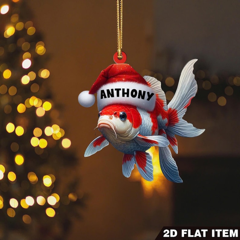 Personalized Koi Christmas Ornament, 2D Flat Ornament, Christmas Home Deocr, Gift Koi Fish Keepsake Ornament
