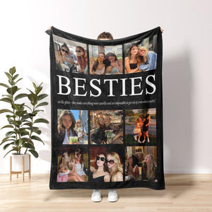 Personalized Best Friend Blanket,Bestie Birthday Gift,Photo Blanket with Custom Text BFF Soul Sister,Photo Gift For Long Distance Friend
