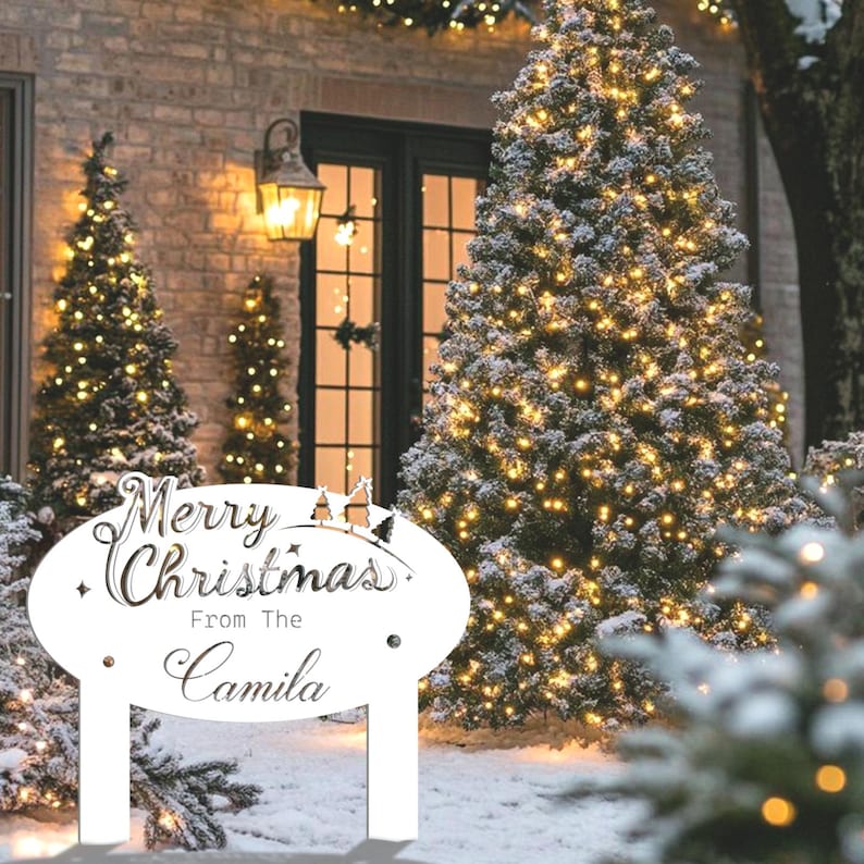Personalized Christmas Metal Sign, Christmas Yard Decor, Christmas Outdoor Decor,Christmas Snow Decor, Custom Christmas Decor