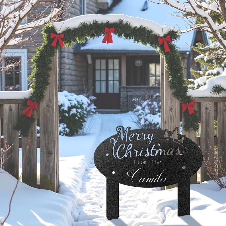 Personalized Christmas Metal Sign, Christmas Yard Decor, Christmas Outdoor Decor,Christmas Snow Decor, Custom Christmas Decor