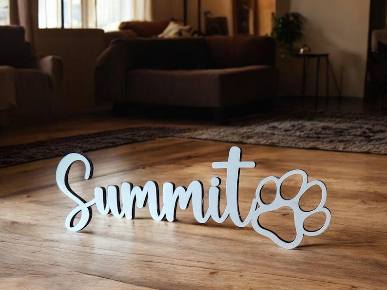 Personalized Wood Pet Name with Paw | Custom Wood Dog D cor | Dog Name Sign | Gift for Dog Mom Dog Dad | Pet Name Sign Dog Gift Signs