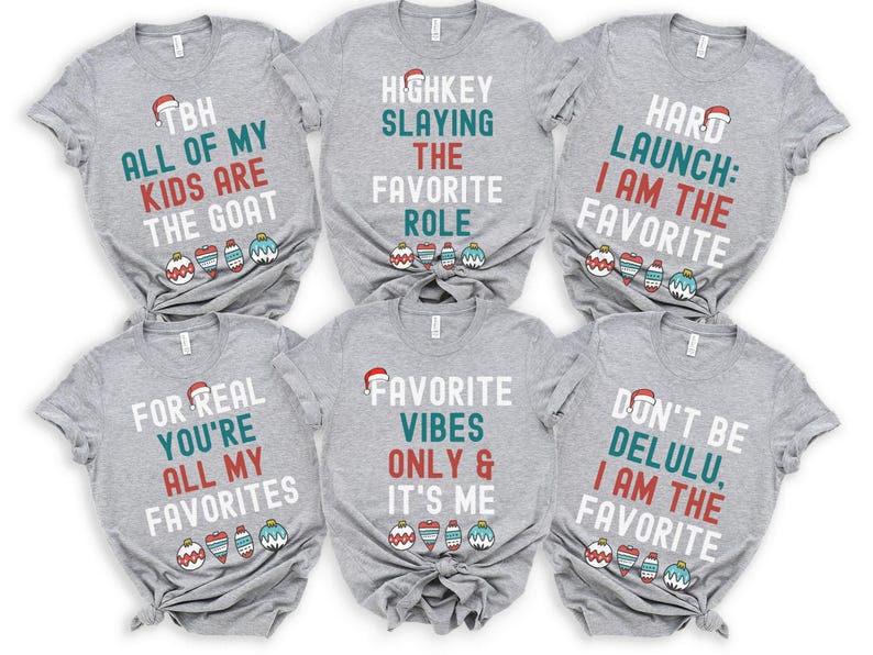 Family Christmas Shirts, Funny Christmas Family Shirts, Kids Christmas I'm The Favorite Christmas Outfits, Teen Slang Christmas Bruh Shirt