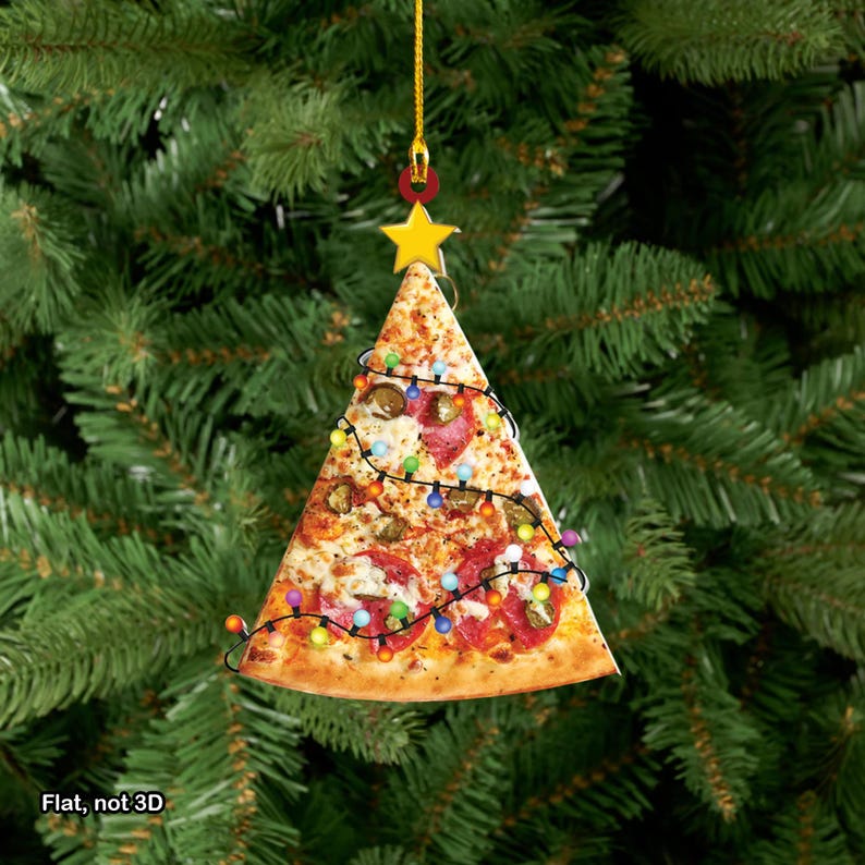Pizza Christmas Ornament, Christmas Pizza Tree Decor, Funny pizza Lover Ornament Christmas, gift for pizza lover, Food Ornament