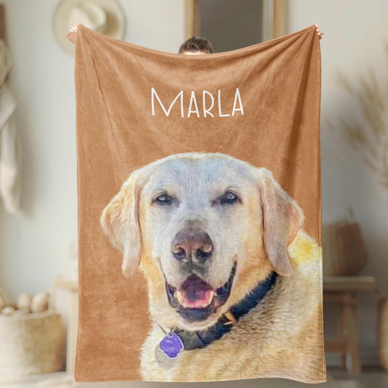 Custom Dog Blanket with Name | Personalized Pet Photo Blanket for Cat Mom | Custom Dog Photo Blanket | Personalized Dog Mom Gift for Pet