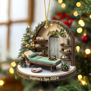 Custom Name Beauty Spa 2D Flat Acrylic Ornament, Spa Ornament, Gift for Spa Lovers, Esthetician Gifts, Massage Therapy Ornament