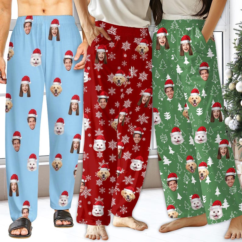Custom Face Pajama Pants,Personalized Pajama Trousers for Men Women,Custom Pet Face Photo Couple Pajama Pants,Birthday Gift