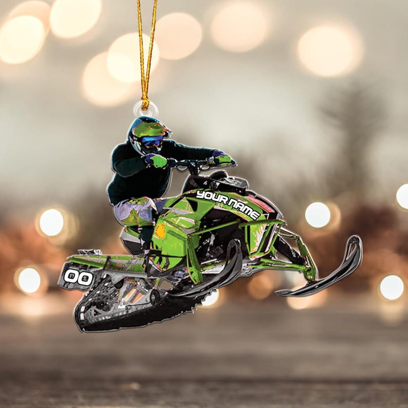 Custom Snowmobile Christmas Ornament, Snow Mobile Rider Ornament, Snowmobile 2025 Ornament, Outdoor Sport Ornament, Acrylic/Wooden Ornament