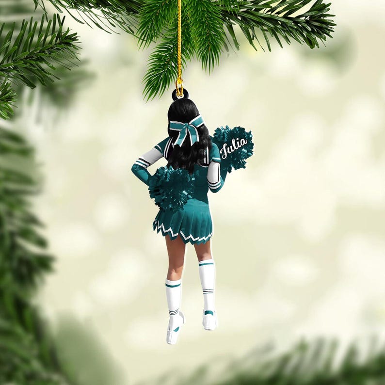 Custom Cheerleader Ornament, Personalized Cheerleading Pom pom Girl Christmas Ornaments, Blue Cheerleader Ornament,Customized Xmas Gift 2025