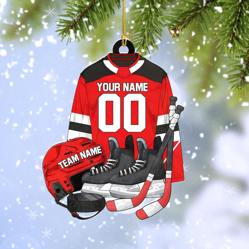 Custom Hockey Outfit Christmas Ornament 2025,Hockey Players Keepsake,Hockey Lovers Ornament,Gift For Hockey Player, Hockey Shoes Ornament
