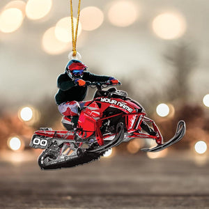 Custom Snowmobile Christmas Ornament, Snow Mobile Rider Ornament, Snowmobile 2025 Ornament, Outdoor Sport Ornament, Acrylic/Wooden Ornament