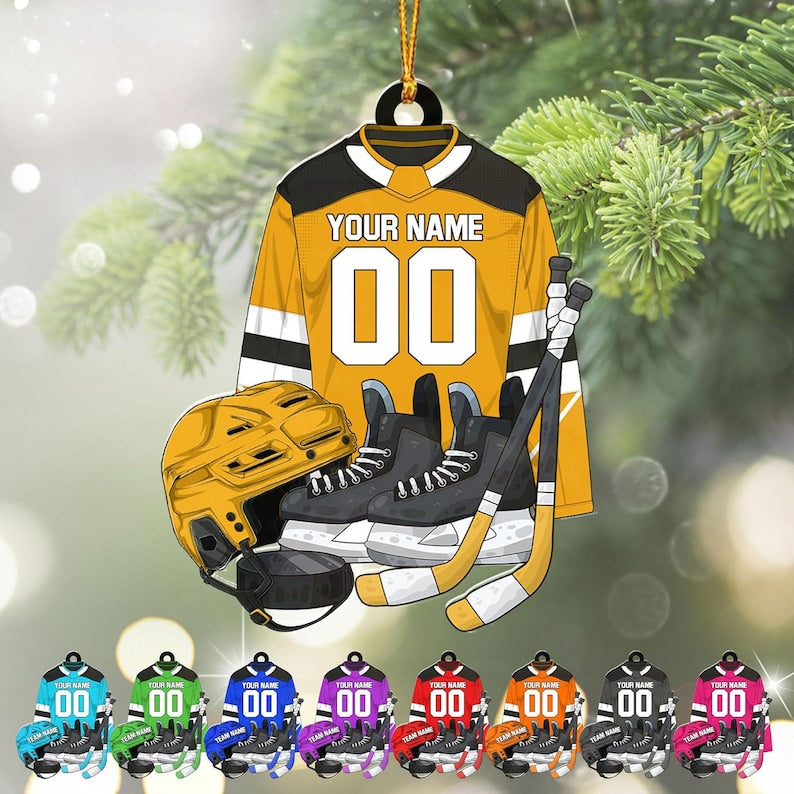 Custom Hockey Outfit Christmas Ornament 2025,Hockey Players Keepsake,Hockey Lovers Ornament,Gift For Hockey Player, Hockey Shoes Ornament