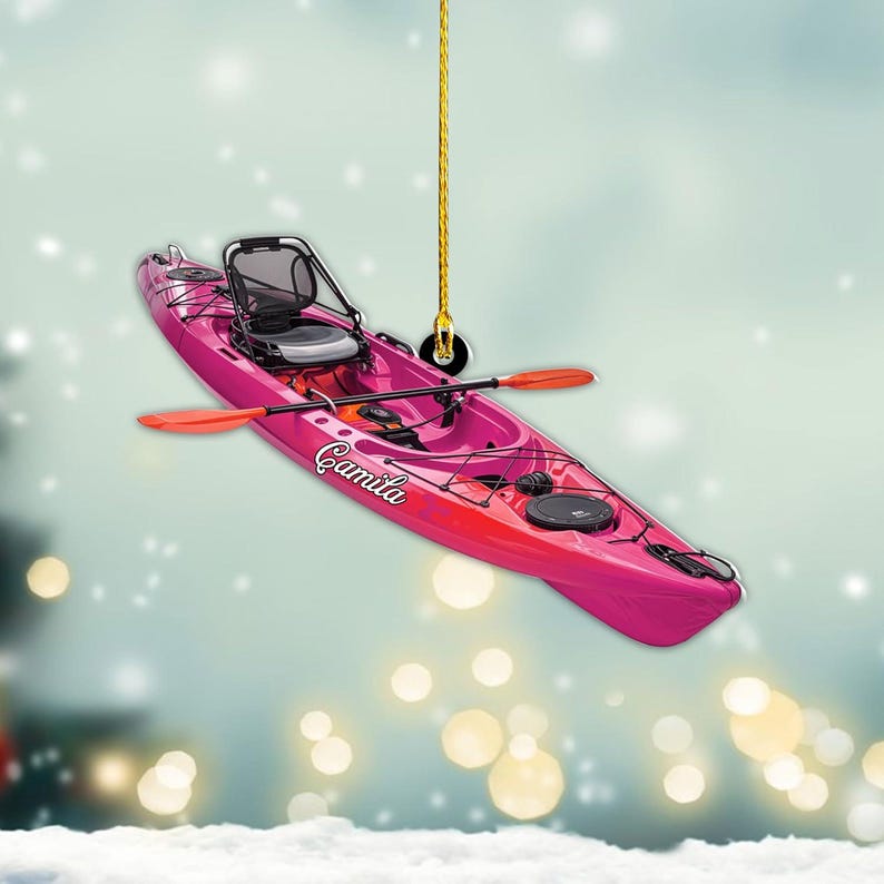 Personalized Kayak Ornament, Custom Canoe Ornament Christmas Present, Perfect Gift for Water Sports Enthusiasts, Beach Vacation Keepsake
