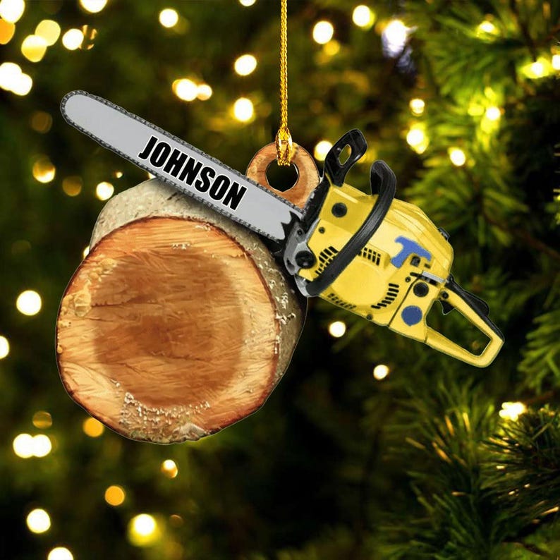 Personalized Arborist Christmas Ornament, Logger Hanging Ornament, Custom Acrylic Flat Ornament, Tree Cutter Decor, Gift For Tree Trimmer