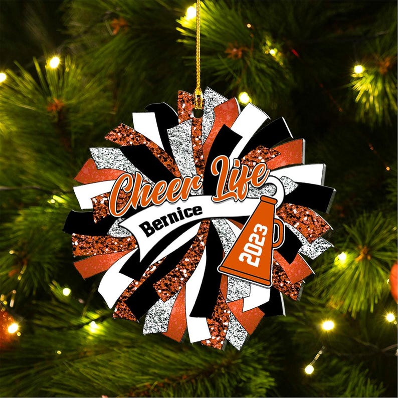 Custom Cheerleader Ornament, Personalized Cheerleading Pom pom Girl Christmas Ornaments, Blue Cheerleader Ornament,Customized Xmas Gift 2025