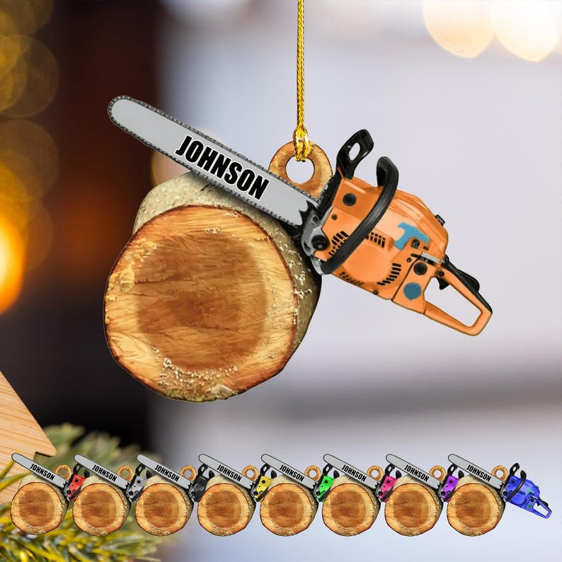 Personalized Arborist Christmas Ornament, Logger Hanging Ornament, Custom Acrylic Flat Ornament, Tree Cutter Decor, Gift For Tree Trimmer