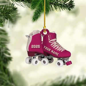 Personalized Roller Skate, Roller Derby Christmas Light Car Ornament, Love Roller Skate Christmas Ornament, Xmas Hanging Ornament 2d Flat