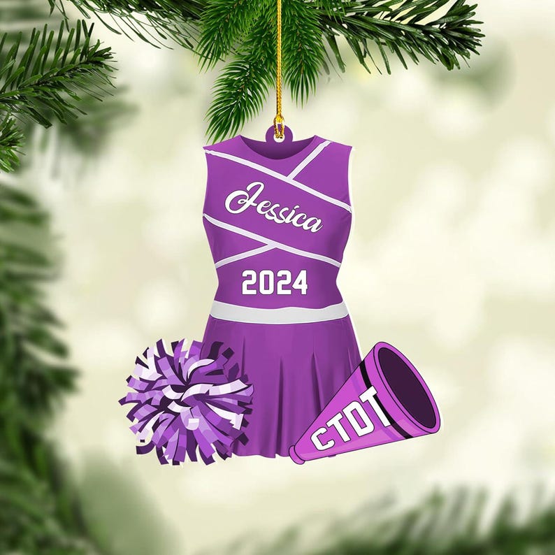 Custom Cheerleader Ornament, Personalized Cheerleading Pom pom Girl Christmas Ornaments, Blue Cheerleader Ornament,Customized Xmas Gift 2025