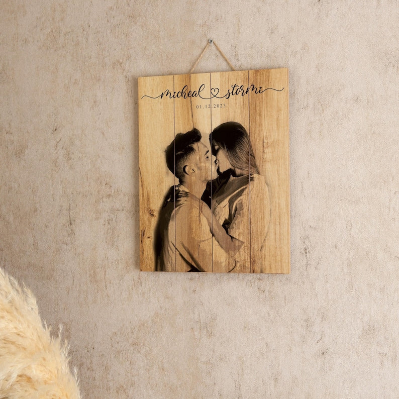 Personalized Wooden Photo Print Rustic Home Decor, Custom Wall Art