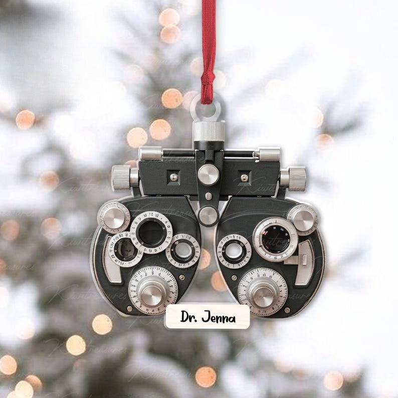 Personalized Phoropter Christmas FLAT ornament, Optometry ornament, optometrist gift for Eye doctor, Optometry gift, Phoropter NOT 3D