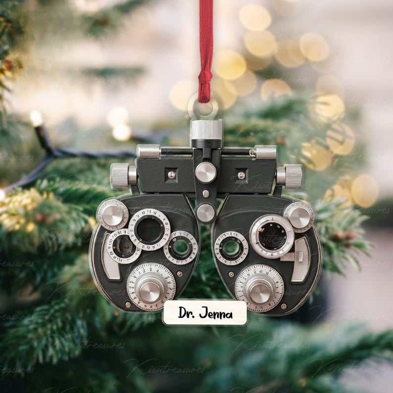 Personalized Phoropter Christmas FLAT ornament, Optometry ornament, optometrist gift for Eye doctor, Optometry gift, Phoropter NOT 3D