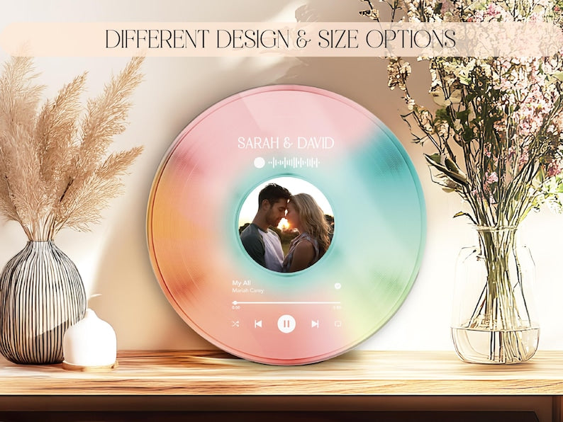 Custom Couple Vinyl Record with Photo, Personalized Song Plaque, Anniversary Decor, Music Wall Art for Home Decor, Music Disc, Wedding Gift