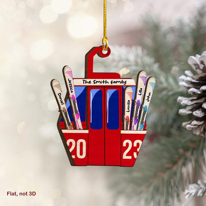 Skiing Family Christmas Ornament, Personalized Skiing Team Player Ornaments