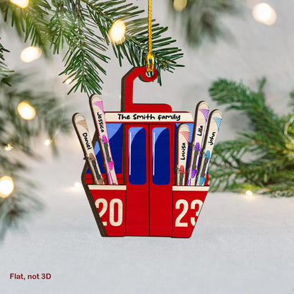 Skiing Family Christmas Ornament, Personalized Skiing Team Player Ornaments