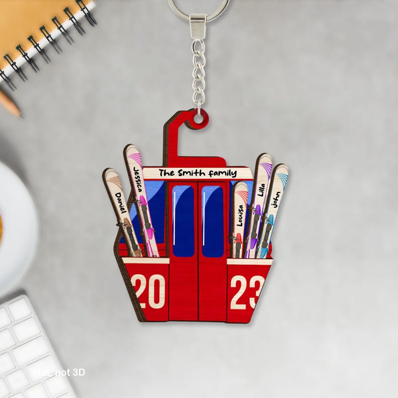 Skiing Family Christmas Ornament, Personalized Skiing Team Player Ornaments