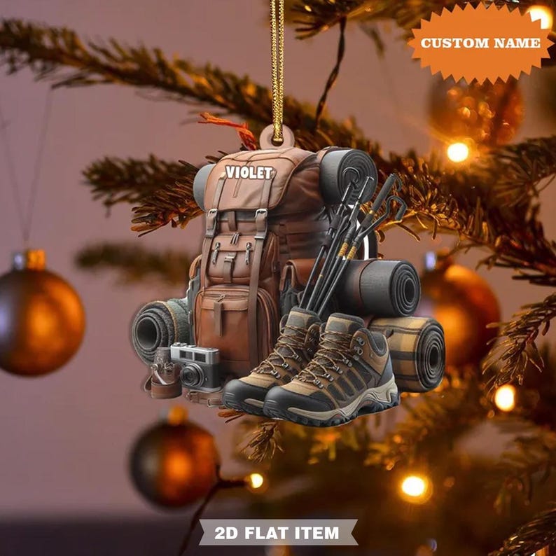 Personalized Hiking Bag Ornaments, Hiking Christmas Ornament, Camping Lover Gift, Car Hanging, Gift For Hiking Lover, Christmas Camping