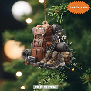 Personalized Hiking Bag Ornaments, Hiking Christmas Ornament, Camping Lover Gift, Car Hanging, Gift For Hiking Lover, Christmas Camping