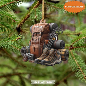 Personalized Hiking Bag Ornaments, Hiking Christmas Ornament, Camping Lover Gift, Car Hanging, Gift For Hiking Lover, Christmas Camping