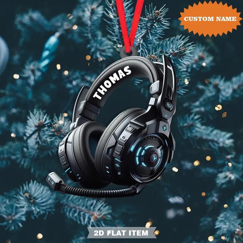 Personalized Gaming Head Phones Christmas Ornament, Gift For Gamer, Video Game Ornament, Christmas Gift For Him