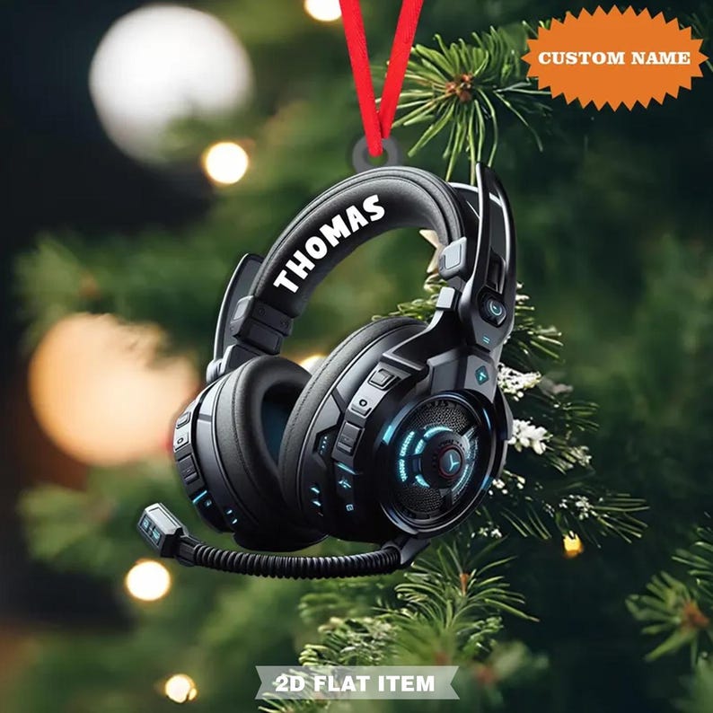 Personalized Gaming Head Phones Christmas Ornament, Gift For Gamer, Video Game Ornament, Christmas Gift For Him