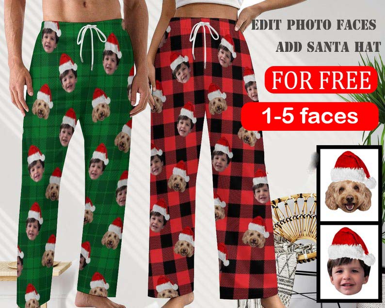 Custom Pajama Pants Photo Print Long Pajama Pants for Women/Mens/grandpa/dog lover,Custom Family Pjs Bottom Christmas Gift for family party