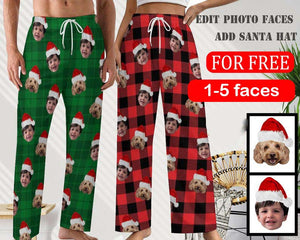 Custom Pajama Pants Photo Print Long Pajama Pants for Women/Mens/grandpa/dog lover,Custom Family Pjs Bottom Christmas Gift for family party
