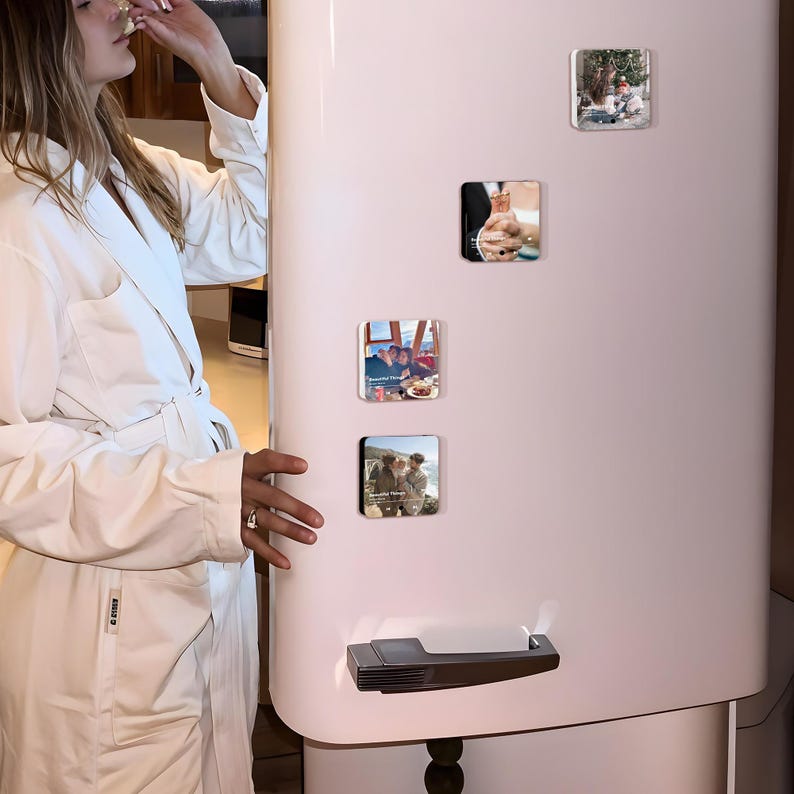 Personalized Music Magnet Fridge Magnet - Custom Photo Album Magnets With Your Text - Family Gifts for Dad Mom