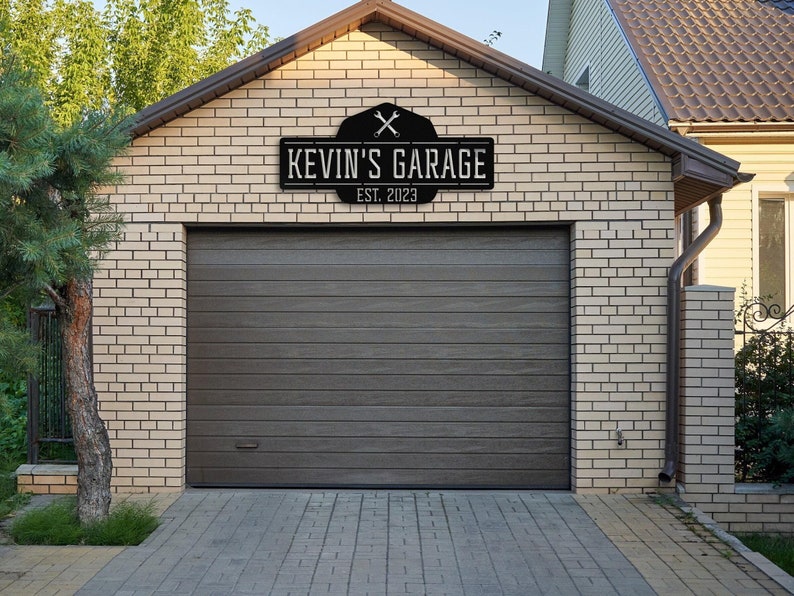 Custom Garage Sign, Personalized Garage Signs, Metal Garage Signs, Garage Hanging sign, Father s Day Gift, Wall Art For Dad, Gift With Name,