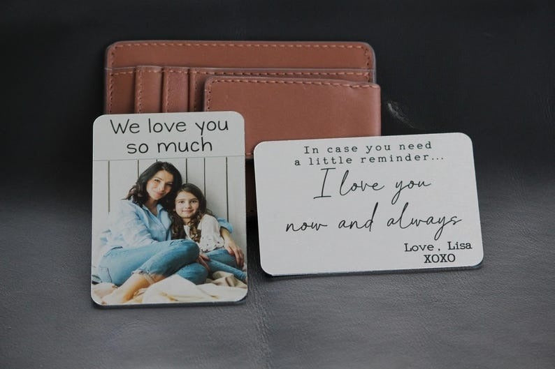 Father's Day Gift, Photo Wallet Metal Card, Personalized Handwritten Wallet Metal Insert, Anniversary, Wedding Gift, Grandfather, Papa