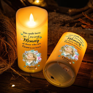 This Candle Burns In Loving Memory - Personalized Photo LED Candle, Custom Photo Sympathy Candle, Bereavement Gifts For Family, Gift for Mom