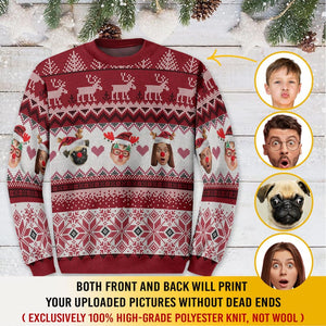 Custom Face Christmas Sweatshirt For Men Women, Funny Family Tree Christmas Ugly Sweater Shirt, Matching Sweatshirts for Reunion Festie