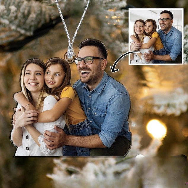 Personalized Acrylic Christmas Family Photo Ornament, Christmas Gifts, Christmas Tree Decor, Family Gifts, Custom Family Keepsake Ornament