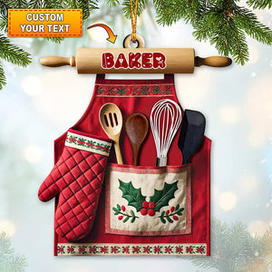 Custom Baker Ornament, Baking Christmas 2D Flat Acrylic Ornament, Cooking Baking Gift, Baking Lover Gift, Gift For Baking Lover,Baking Apron