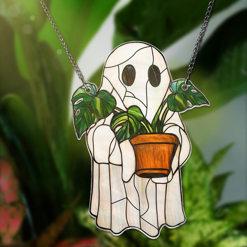 hanging ghost plant Cute Ghost Plant ACRYLIC Ghost Monstera Acrylic Window Hanging Ghost Window Hangings Plant Lovers Gift, Gift For Mom Plant Lover