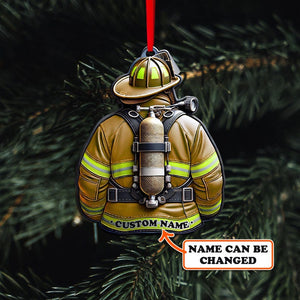 Firefighter Wood Ornament Personalized, Firefighter Uniform Ornament, Fireman Gift, Xmas Birthday Gift for Dad, Christmas Ornaments